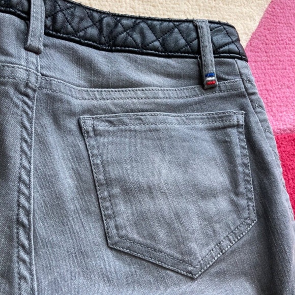 Etienne Marcel Grey Denim Low Rise Moto Skinny Jeans with Quilting Leather 25 0 - Picture 5 of 7